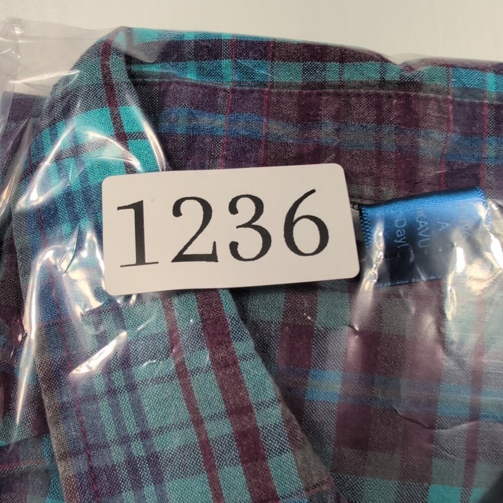KAVU Men’s L Plaid Flannel Shirt Blue Teal Maroon Long Sleeve Casual Outdoor - Picture 14 of 14